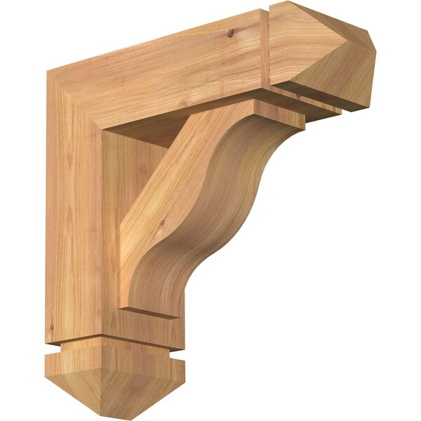 Ekena Millwork Funston Arts and Crafts Smooth Bracket w/ Offset Brace, Western Red Cedar, 5 1/2"W x 16"D x 16"H BKT0604X16X16FST03SWR - main
